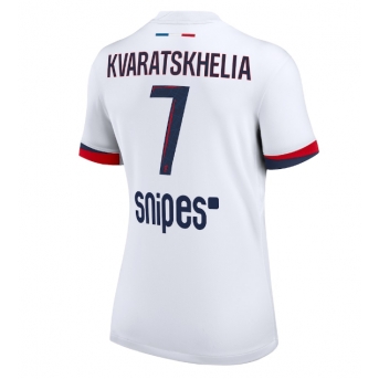 Billige Fotballdrakt Paris Saint-Germain Khvicha Kvaratskhelia #7 Replika Bortedrakt Dame 2025-26 Kortermet